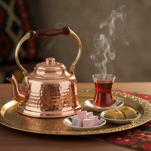 Turna Bakır – Hand - Hammered Copper Teapot – 100% Handmade & Durable – 1300 ml - Exporgin | Türkiye Comes to You