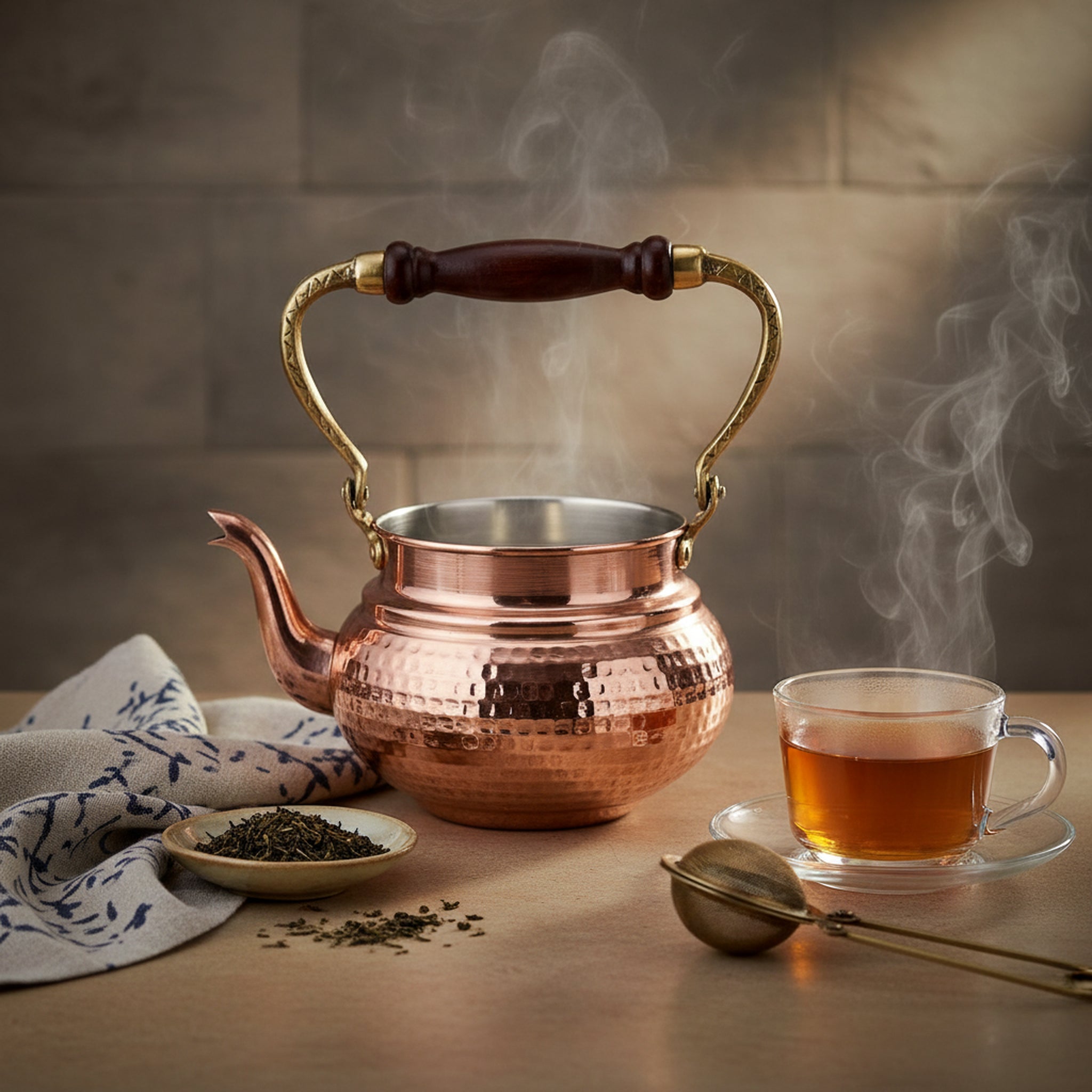 Turna Bakır – Hand - Hammered Copper Teapot – Authentic Turkish Artisan Cookware – 1300 ml - Exporgin | Türkiye Comes to You