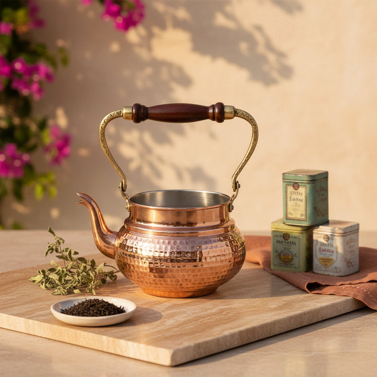 Turna Bakır – Hand - Hammered Copper Teapot – Authentic Turkish Artisan Cookware – 1300 ml - Exporgin | Türkiye Comes to You