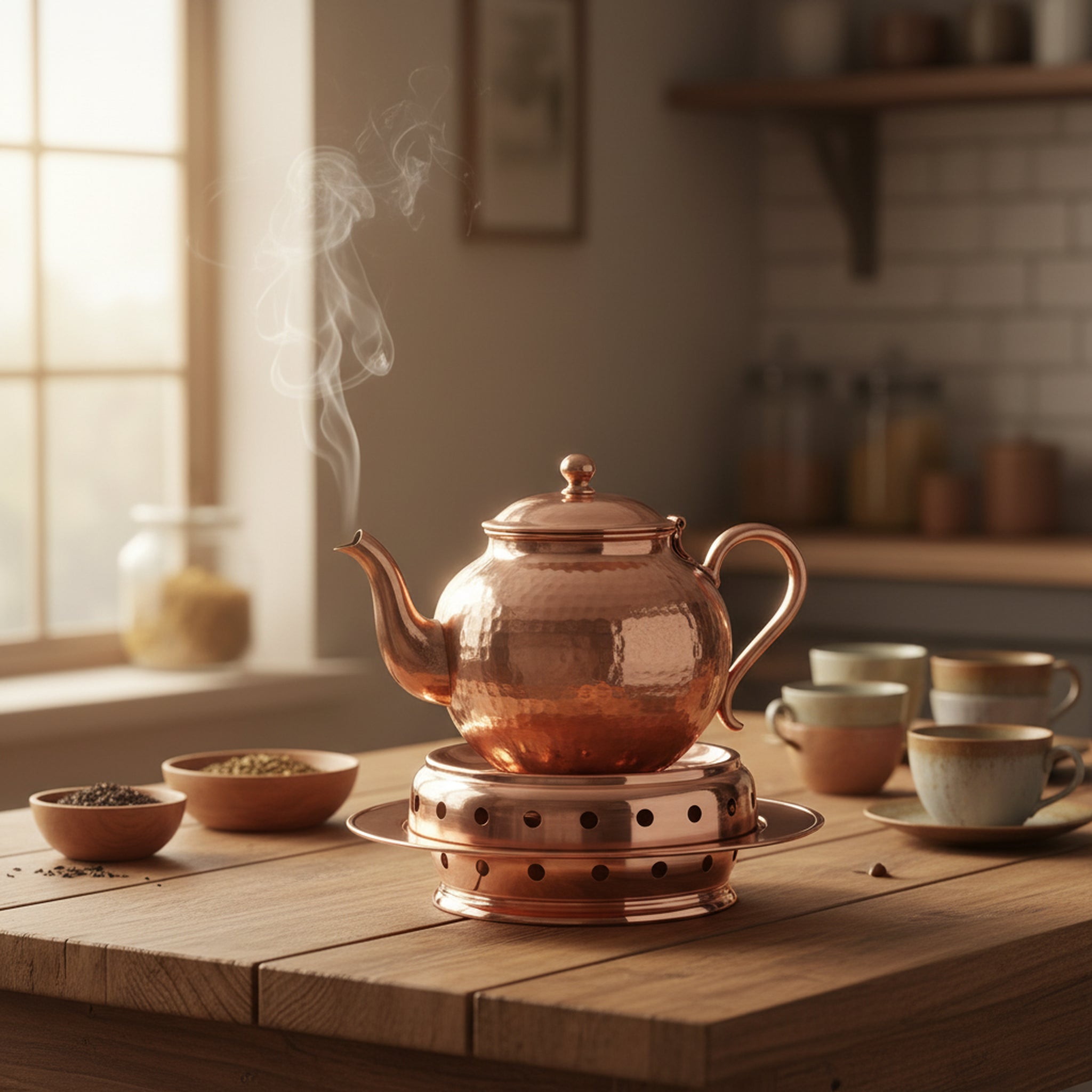 Turna Bakır – Hand - Hammered Copper Teapot Warmer – 100% Handmade & Durable – 25.4 cm - Exporgin | Türkiye Comes to You