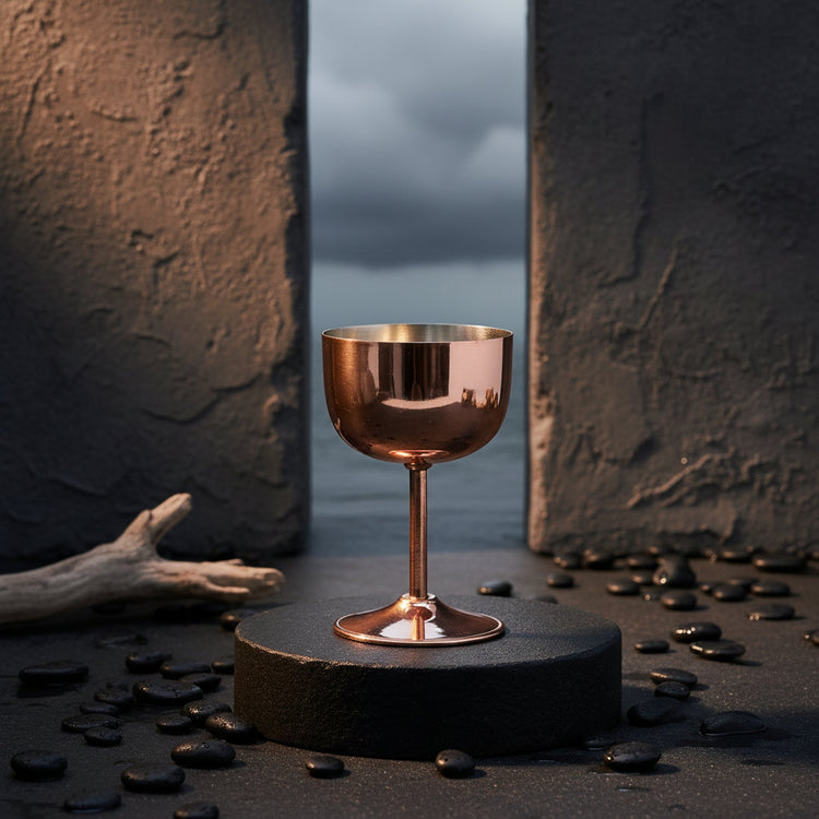 Turna Bakır – Hand - Hammered Copper Vino Glass – 100% Handmade & Durable – 400 ml - Exporgin | Türkiye Comes to You