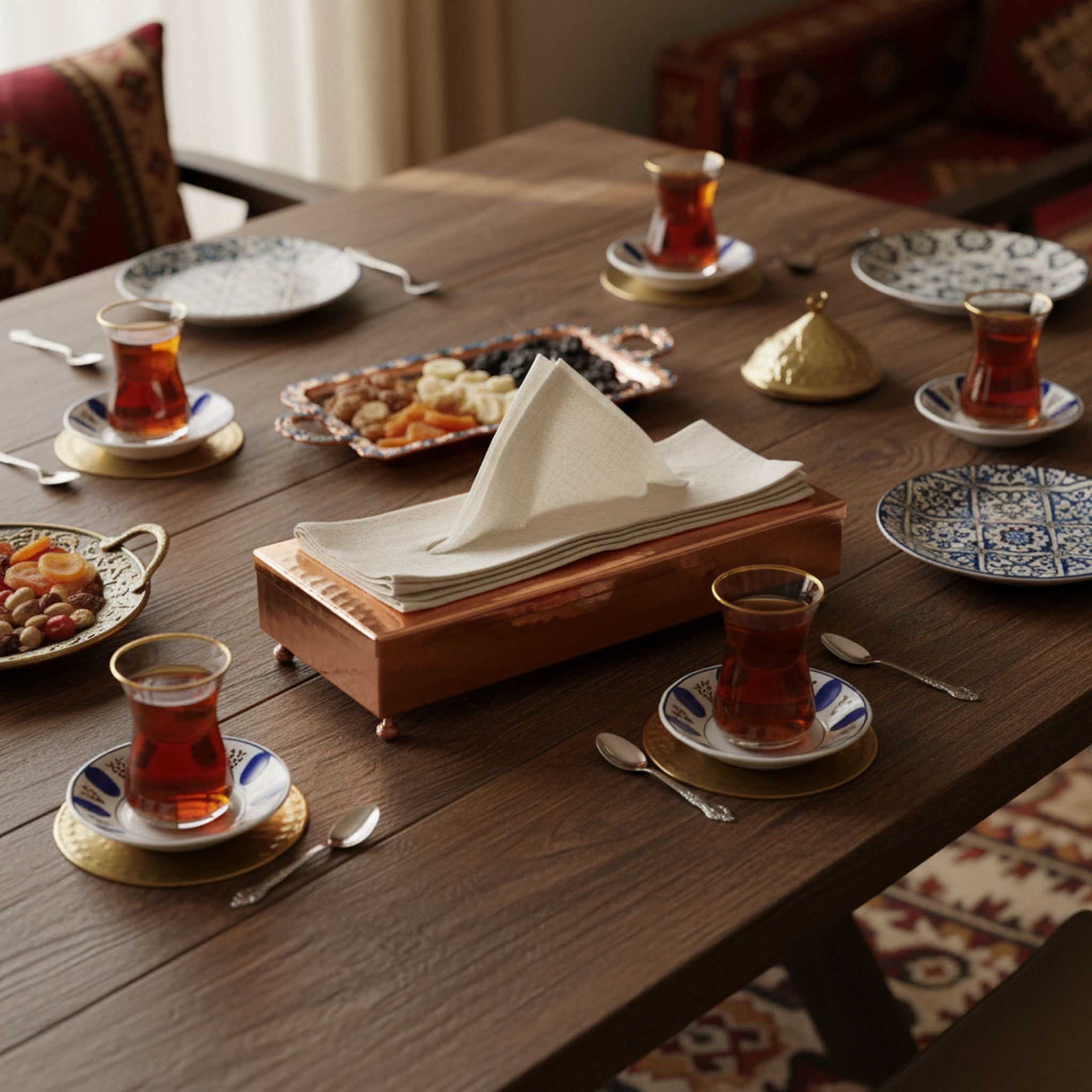 Turna Bakır – Handcrafted Copper Napkin Holder – Traditional Turkish Artisan Tableware – 12x24 cm - Exporgin | Türkiye Comes to You