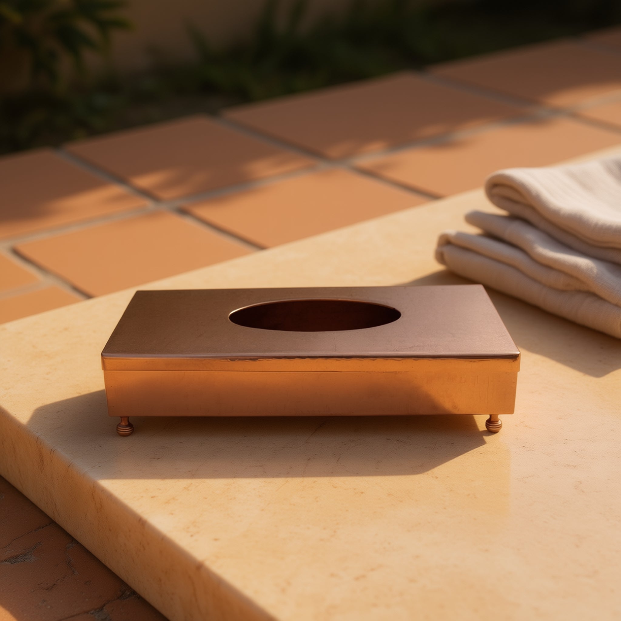 Turna Bakır – Handcrafted Copper Napkin Holder – Traditional Turkish Artisan Tableware – 12x24 cm - Exporgin | Türkiye Comes to You