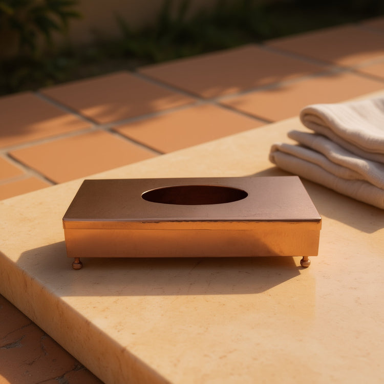 Turna Bakır – Handcrafted Copper Napkin Holder – Traditional Turkish Artisan Tableware – 12x24 cm - Exporgin | Türkiye Comes to You