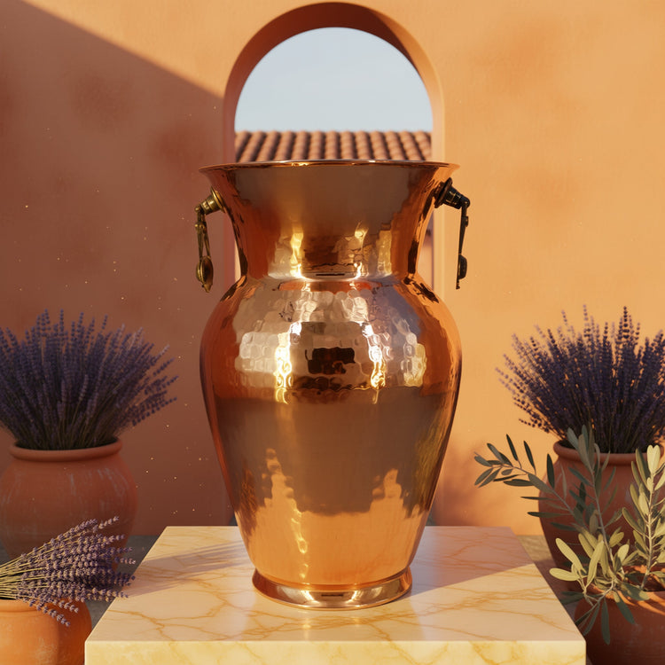 Turna Bakır – Handcrafted Copper Vase – Traditional Turkish Artisan Home Décor – 15x25.5 cm - Exporgin | Türkiye Comes to You