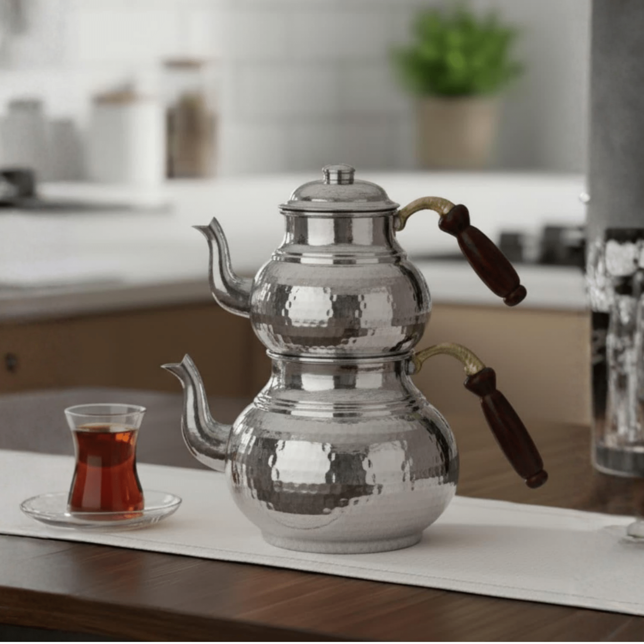 Turna Bakır – Teiera classica turca in rame fatta a mano – Lavorazione artigianale con finitura in nichel – 550 ml (18,59 fl oz) – 850 ml (28,73 fl oz) - Exporgin | Türkiye Viene da te