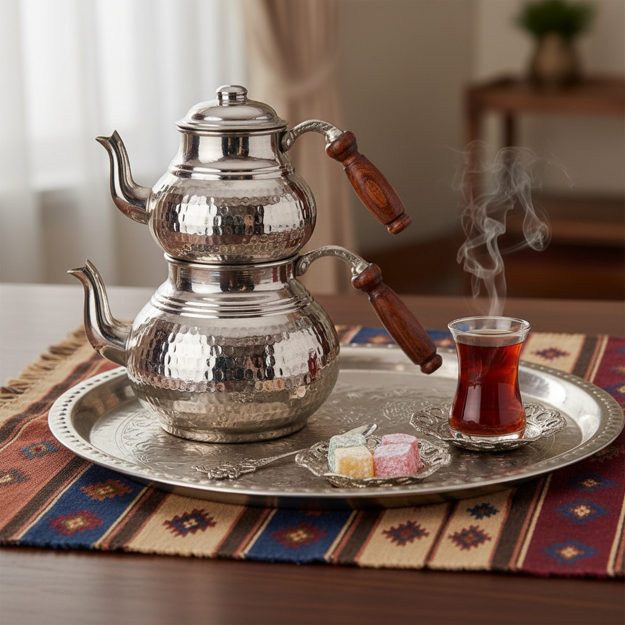 Turna Bakır – Handmade Turkish Copper Teapot – Nickel Finish Artisan Craftsmanship – 550–850 ml - Exporgin | Türkiye Comes to You