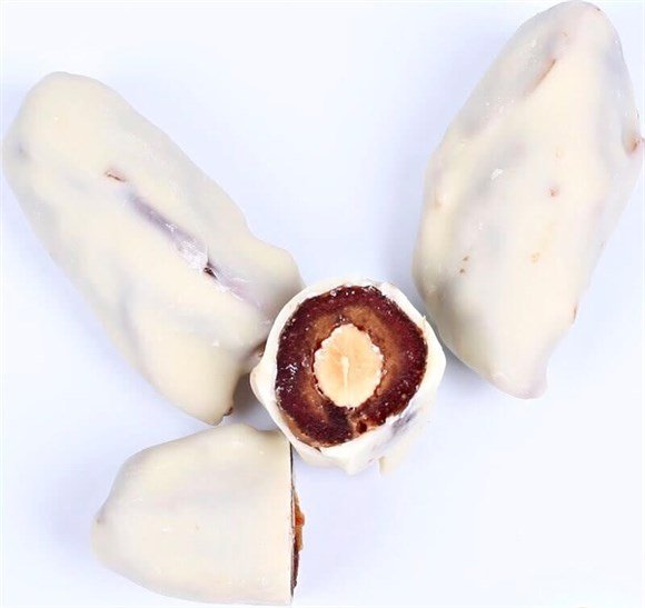 White Chocolate Covered Dates with Almonds – 500g (17.64 oz) - Exporgin - Global Shopping Site