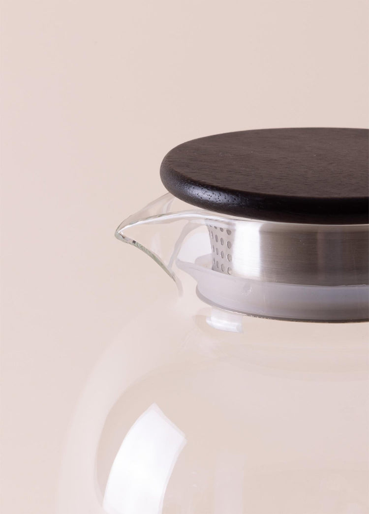 Wooden Glass Jug – Borosilicate & Heat - Resistant with Wooden Lid – 1500cc (16x16x17 cm) - Exporgin - Global Shopping Site