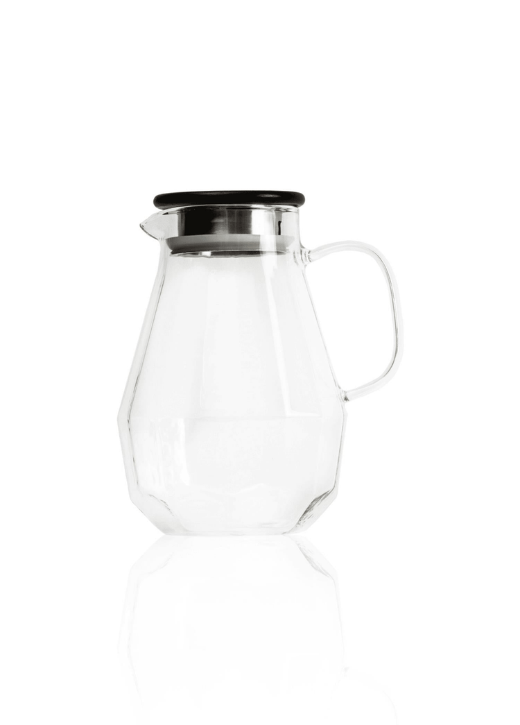 Wooden Glass Jug – Borosilicate & Heat - Resistant with Wooden Lid – 1800cc (15x15x24 cm) - Exporgin - Global Shopping Site
