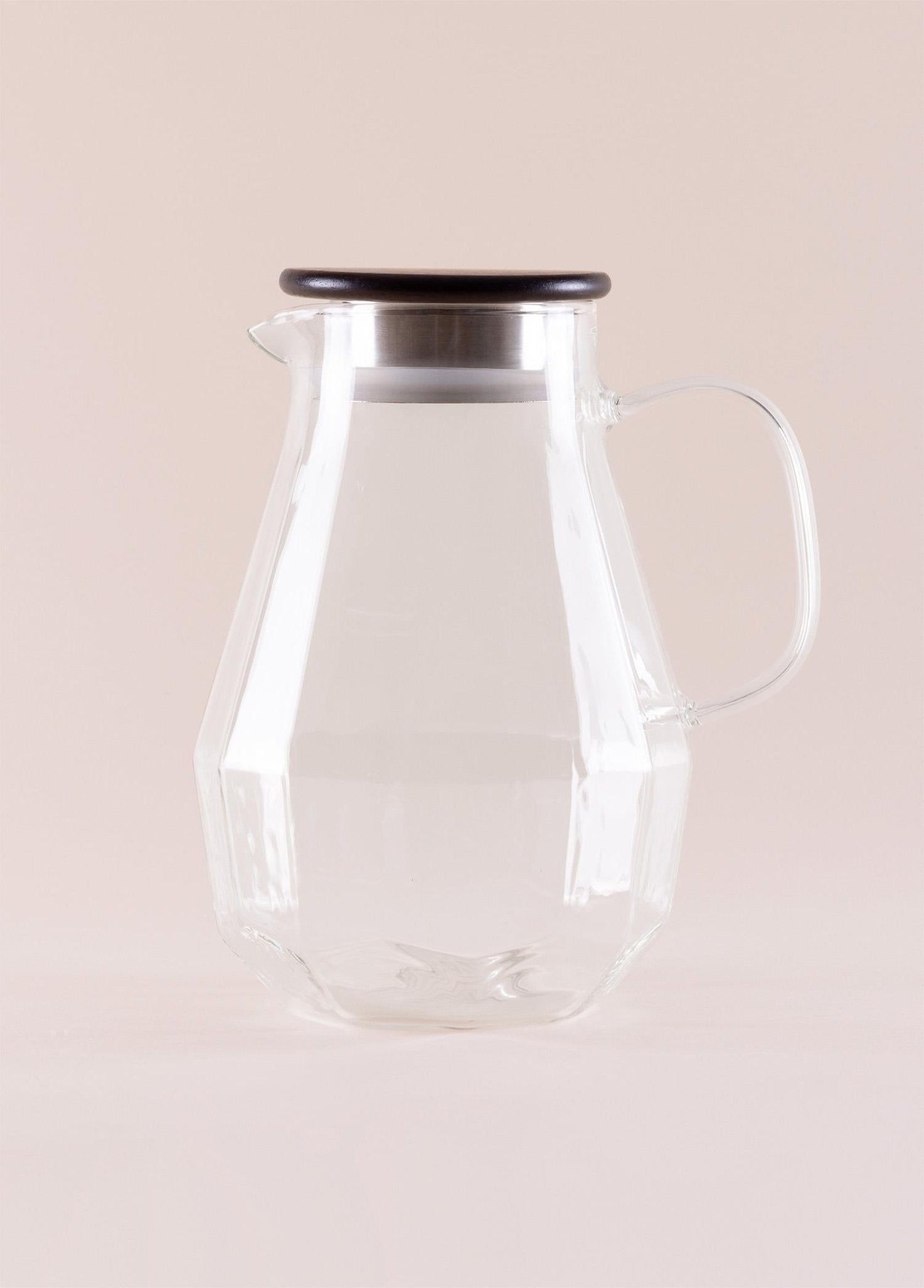 Wooden Glass Jug – Borosilicate & Heat - Resistant with Wooden Lid – 1800cc (15x15x24 cm) - Exporgin - Global Shopping Site
