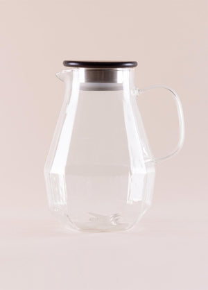 Wooden Glass Jug – Borosilicate & Heat - Resistant with Wooden Lid – 1800cc (15x15x24 cm) - Exporgin - Global Shopping Site