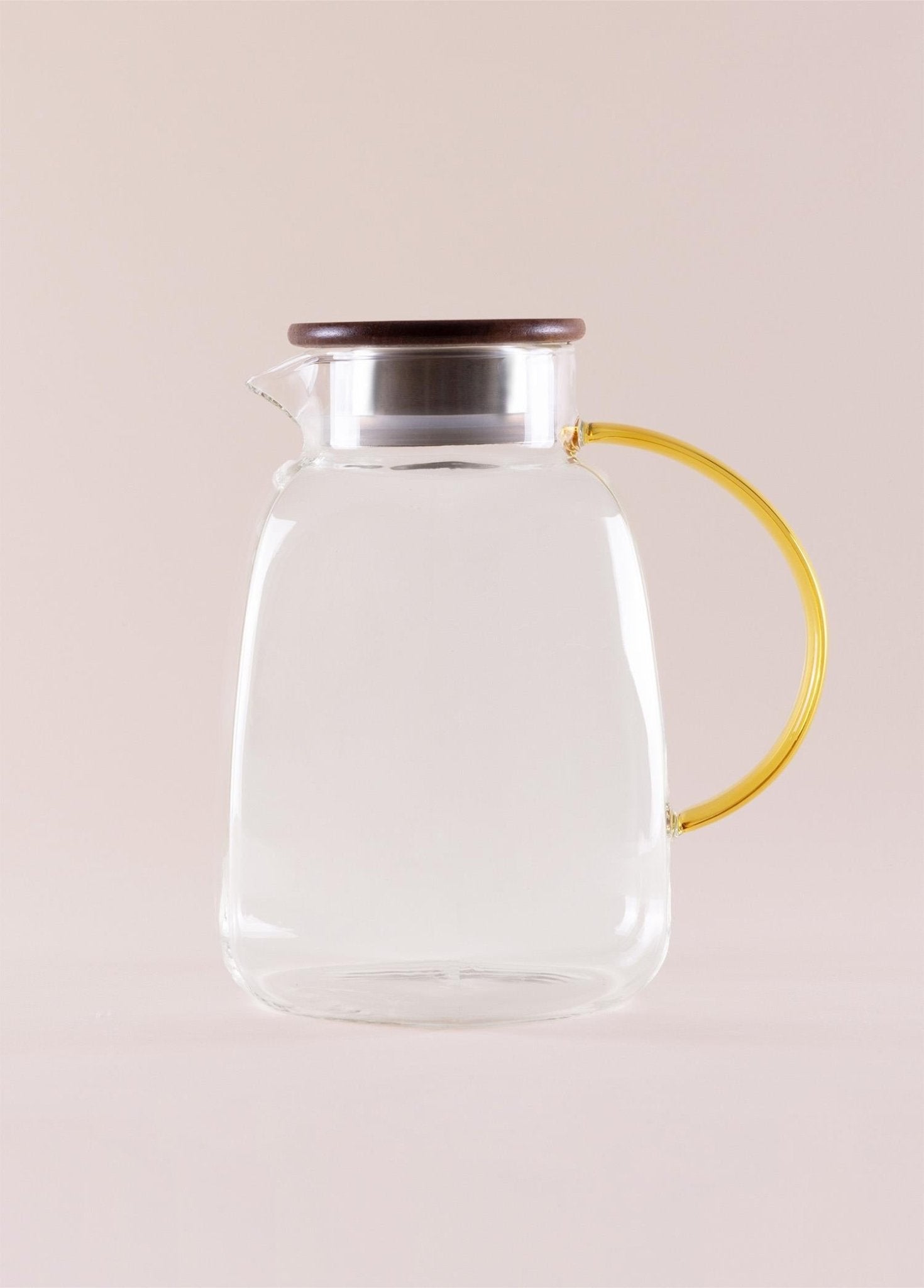 Wooden Glass Jug – Borosilicate & Heat - Resistant with Wooden Lid – 2000cc (16x16x22 cm) - Exporgin - Global Shopping Site