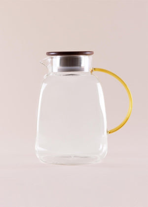 Wooden Glass Jug – Borosilicate & Heat - Resistant with Wooden Lid – 2000cc (16x16x22 cm) - Exporgin - Global Shopping Site