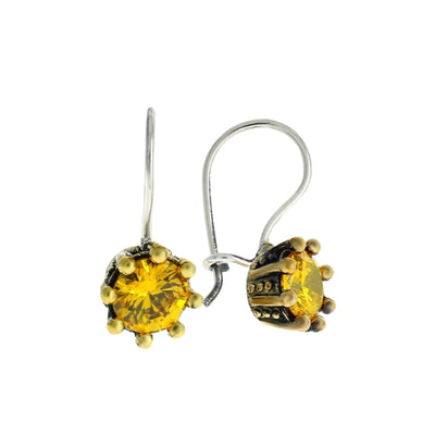 Beyisa Yellow Citrine Stone Earrings 925 Sterling Silver